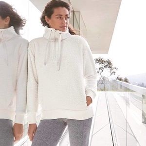 Athleta Talus Off White Quarter Zip Funnel Neck Sherpa
